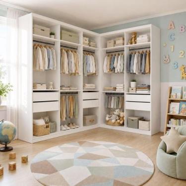 Imagem de Conjunto Closet Infantil sem Portas 2 Módulos 6 Gavetas Valentina Bran