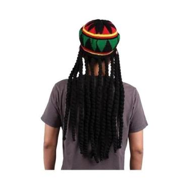 Imagem de Chapéu Unissex De Tricô Estilo Jamaicano Bob Rasta, Peruca De Dreadloc