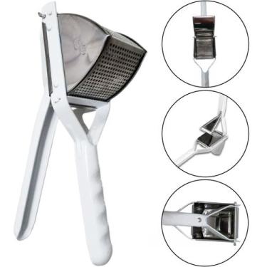 Imagem de Espremedor Batata Legumes Alho Aço Inox Triangular Grande com Cabo Ama