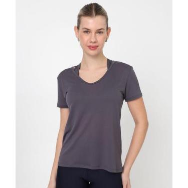 Imagem de Blusa Feminina Fitness Básica Manga Curta Marisa Cinza-76105, Cinza, G