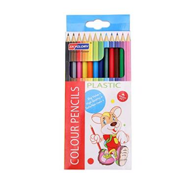 Imagem de lápis de cor hexagonal para esboço de plástico 12 cores