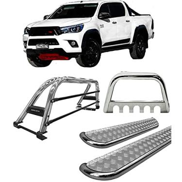 Imagem de Kit quebra mato+Estr Chapa+Santo Ant DUPLO Hilux 16/20 CROMO