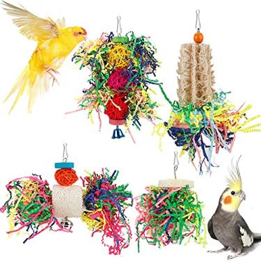Imagem de lovyoCoCo - Brinquedos de Forrageamento, Periquito, Brinquedo para Pendurar, Papel Desfiado, Gaiola de Pássaro, Acessórios para Conure, Papagaio Cinza Africano