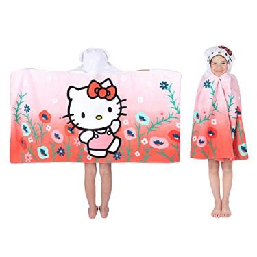 Imagem de Hello Kitty Toalha de banho com capuz felpudo de algodão macio, 61 x 127 cm, da Franco Kids