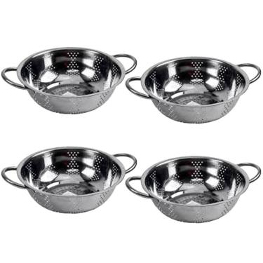 Imagem de Kit 4 Escorredor Inox Arroz Macarrão Peneira de Cozinha 25cm