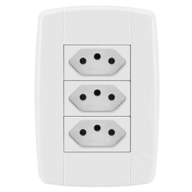 Imagem de Tomada Tripla Ilumi Linha Lev 10A Monobloco Fácil Instalação