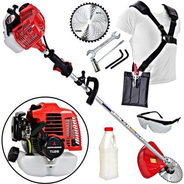 Imagem de Roçadeira Profissional Nakashi T262M 26CC Com Motor TU26 Mitsubishi e Empunhadura Circular Ideal Para Trabalho Pesado