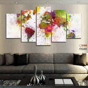 Imagem de Quadros Decorativos Mapa Pintura Tinta 63x130mtem Tecido