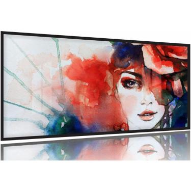 Imagem de Quadro Decorativo Mulher Aquarela 130x60 Moldura Preta 2x2