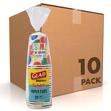 Imagem de Glad Molho de mesa Twister, à prova de corte, travessas descartáveis para noite em família, jogo para crianças e adultos | Bandeja de lanche de papel, 20 unidades, copos de 350 ml - 200 ct