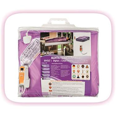 Imagem de Manta Termoelétrica Corpo Inteiro Digital Bivolt Automática, Bioterm, 007, Roxo, Nylon Plastificado 100% Impermeável