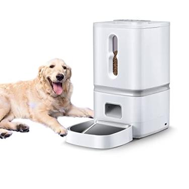 Imagem de Alimentador automático de gato para cães 7L, alimentador cronometrado de gato para cães, gatos, dispensador automático de alimentos secos para cães com registro de voz, branco