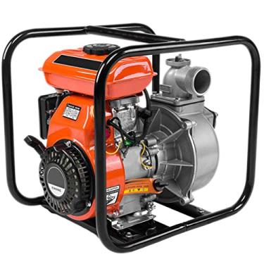 Imagem de Bomba de transferência de água alimentada a gás semi-lixo resistente bomba de água limpa motor a gasolina para cárter gramado jardim irrigação lago piscina fazenda elevação máxima 7 m, laranja-7,6 cm