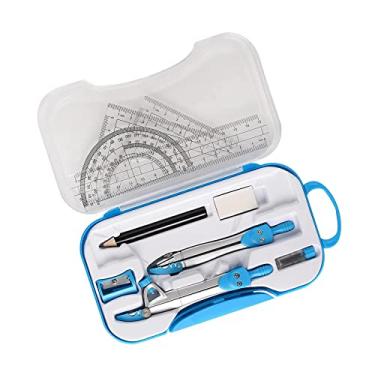 Imagem de Fancyes Kit Geometria Matemática Conjunto Régua Transferidor para Estudantes de Engenharia de Desenho, Azul
