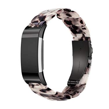 Imagem de Wongeto Pulseira de resina compatível com Fitbit Charge 2 para homens e mulheres, pulseira de resina moderna para pulseiras Fitbit Charge 2 HR (cinza flor)