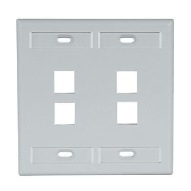Imagem de Leviton 42080-4GP placa de parede QuickPort com 4 portas com janela de identidade, cinza