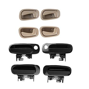 Imagem de Maçanetas de porta adequadas para Toyota Corolla Chevy Prizm 1998 1999 2000 2001 2002 Conjunto de maçanetas de porta do motorista do passageiro dianteiro e traseiro