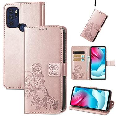 Imagem de YUNCHAO Caixa de telefone Para Motorla Moto G60S, com fecho de quatro folhas com fivela de proteção de telefone com fivela móvel, capa de couro com cordão e carteira e carteira e função de suporte ca