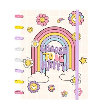Imagem de Caderno De Disco IsCool Inteligente A5 Arco Iris Flores Retro
