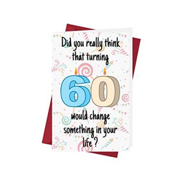 Imagem de Cartas engraçadas de 60 anos para mulheres ou homens – Para amigos, família, namorado, etc. – Cartas engraçadas de aniversário 60 anos de idade – Cartas de aniversário perfeitas e engraçadas de 60 anos – com envelope