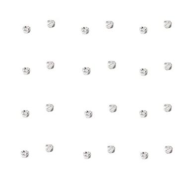 Imagem de 24 peças de brincos magnéticos de cristal de aço inoxidável, zircônia cúbica, não perfurantes, tragus, piercing de nariz falso, clipe para lábios, joias para mulheres e homens, 3 mm, branco