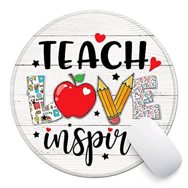 Imagem de ZHANTUONE Teach Love Inspire Mouse pad redondo com borracha antiderrapante e bordas costuradas Acessórios de mesa Presentes de escritório para mulheres amigas melhores amigas Filha Formatura Amizade P