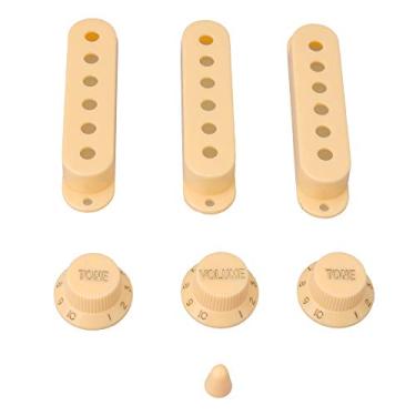 Imagem de Yibuy Creme ABS peças de guitarra captador capa de volume e botões de tom seletor ponta de interruptor 1 conjunto