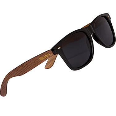 Imagem de Woodies Óculos de sol de madeira de nogueira com lentes polarizadas em caixa de madeira para homens e mulheres