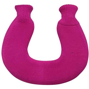 Imagem de Garrafa de água quente de PVC em forma de U Saco de água quente com capa macia para cólicas menstruais, alívio da dor no pescoço e ombro para compressas de calor, aquecedor de cama e aquecedores de pés, rosa 2.1000 ml