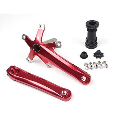 Imagem de Yajun Braço de manivela de bicicleta de montanha 170 mm BCD 130 mm suporte inferior e parafusos de corrente para bicicleta de estrada, vermelho