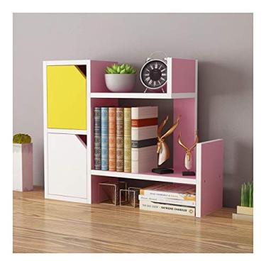 Imagem de KIZQYN Estante de mesa de madeira simples estante de estante de mesa de escritório prateleiras de mesa organizador de armazenamento para materiais de escritório, estante de maquiagem (cor: cinza)