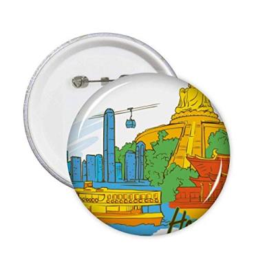 Imagem de China Hong Kong Victoria alfinetes de aquarela emblema botão decoração acessório 5 peças