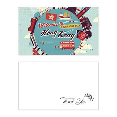 Imagem de Cartão de agradecimento Hong Kong Circle Famous Places Cartão de aniversário saudação de casamento