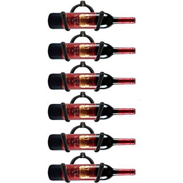 Imagem de Pmsanzay Suporte universal para vinho montado na parede, suporte organizador de garrafas - suporte de vidro ajustável flexível para decoração moderna - metal (comporta 6 garrafas)