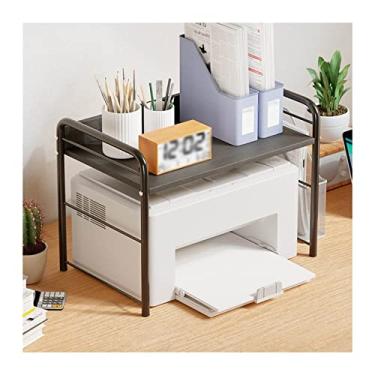 Imagem de KIZQYN Suporte de impressora de mesa Suporte de impressora de mesa de camada dupla prateleira de madeira moderna organizador de prateleira de livro para escritório em casa elegante impressora de mesa resistente (cor: B-2layers-51 * 36 * 42cm)