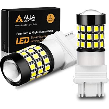 Imagem de Alla Lighting Lâmpadas de freio estroboscópico LED T25 3157 3156, lâmpadas de ré super brilhantes 2835 39-SMD de alta potência 3056 3156 4057 3457 3057 3157 LED piscante de parada, 600K Xenon branco