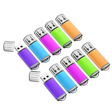 Imagem de USB Flash Drive, pacote com 10, fácil armazenamento, Memory Stick K&ZZ Thumb Drives, Gig Stick USB2.0 Pen Drive para armazenamento de dados digitais dobrável, Zip Drive, Jump Drive, Flash Stick, cores mistas, 5 Colors 32GB (10pcs), 32GB