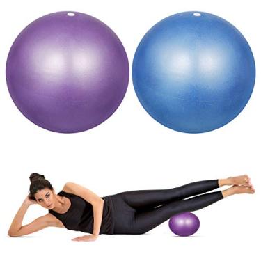 Imagem de DORYUM 2 peças de bolas macias de pilates de 23 cm, bola de equilíbrio para exercícios e academia perfeita para pilates, yoga, treinamento central e fisioterapia – rosa e roxo (azul + roxo)
