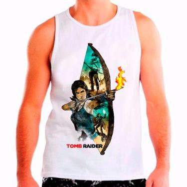 Imagem de Regata Masculina Branca Tomb Raider Lara Croft - Design Camisetas