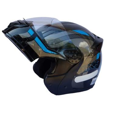 Imagem de Capacete Moto Mixs Gladiator Delta Articulado Escamoteável Robocop Motociclista Motoqueiro Azul 56
