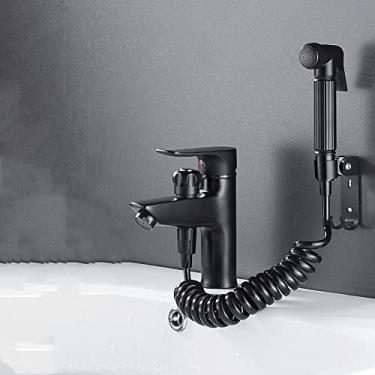 Imagem de Torneira de lavatório de banheiro de latão Torneira de pia de alça única Misturadora com chuveiro Torneiras de água quente e fria Torneira misturadora, F