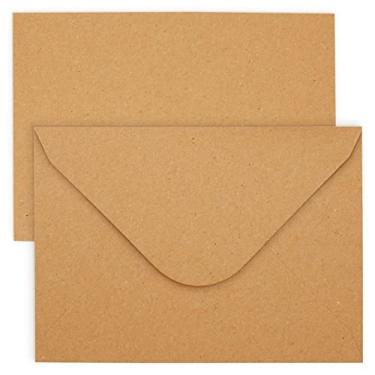 Imagem de Envelopes de convite de papel Kraft 10 x 15 para ocasiões especiais, como casamento, chá de bebê, cartões de agradecimento, ocasiões especiais - Envelopes marrons com aba A6 V (pacote com 50)