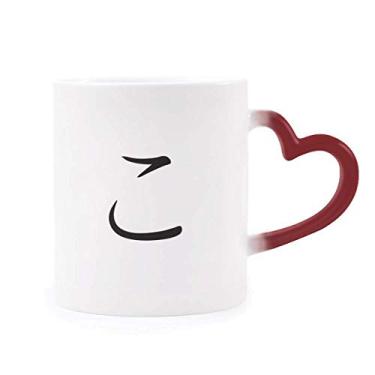 Imagem de Caneca Japonesa Hiragana Personagem KO Sensível ao Calor Caneca de Grés Mudança de Cor Vermelha