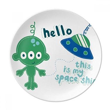 Imagem de Universo e alienígena Hello Alien Prato decorativo de porcelana Salver Prato de jantar