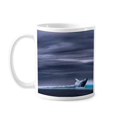 Imagem de Caneca de cerâmica com imagem natural de peixe jubarte do oceano xícara de porcelana café