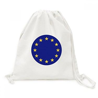 Imagem de Mochila de lona com cordão e símbolo da Europa, bandeira nacional da UE