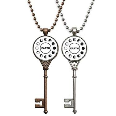 Imagem de OFFbb-USA Lucro Perda Lua Fase Mudança Terra Chaveiro Colar Pingente Joia Decoração de Casal