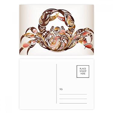 Imagem de Cartão postal de aniversário com estampa de caranguejo e organismo marinho