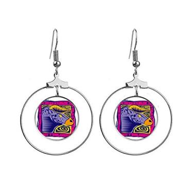 Imagem de Constellation Taurus México Cultura Gravadora Brincos Pendentes Argola Joias Círculo Gota