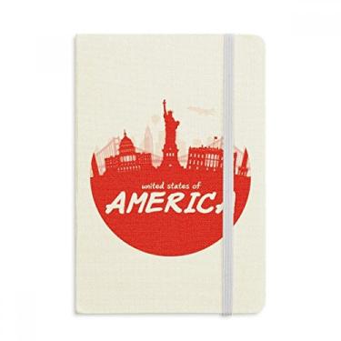Imagem de Caderno de anotações da Red Outline Landmark America EUA oficial tecido capa dura diário clássico